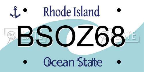 BSOZ68 Rhode Island License Plate