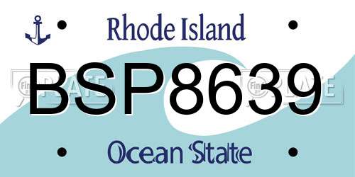 BSP8639 Rhode Island License Plate