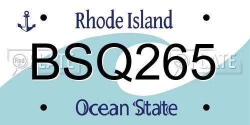 BSQ265 Rhode Island License Plate
