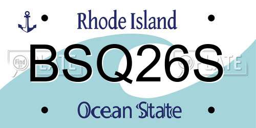 BSQ26S Rhode Island License Plate
