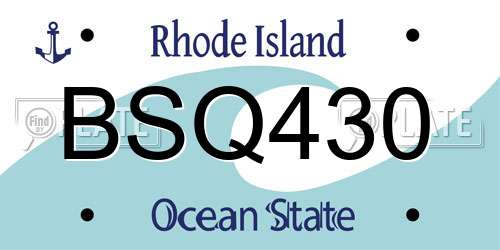BSQ430 Rhode Island License Plate