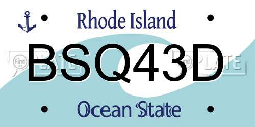 BSQ43D Rhode Island License Plate