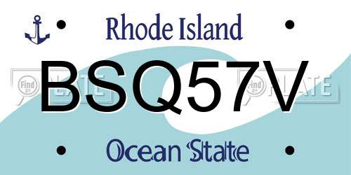 BSQ57V Rhode Island License Plate
