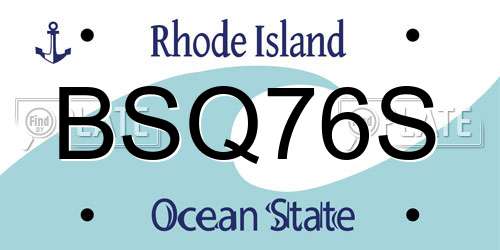 BSQ76S Rhode Island License Plate