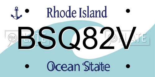 BSQ82V Rhode Island License Plate