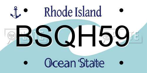 BSQH59 Rhode Island License Plate
