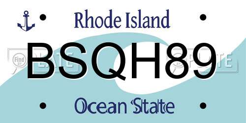 BSQH89 Rhode Island License Plate