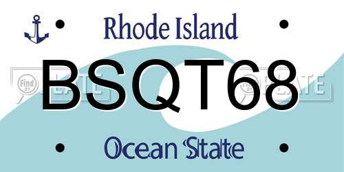 BSQT68 Rhode Island License Plate