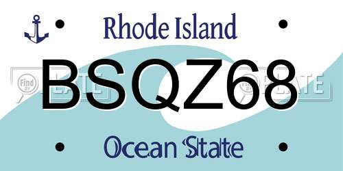 BSQZ68 Rhode Island License Plate