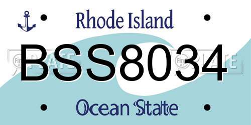 BSS8034 Rhode Island License Plate