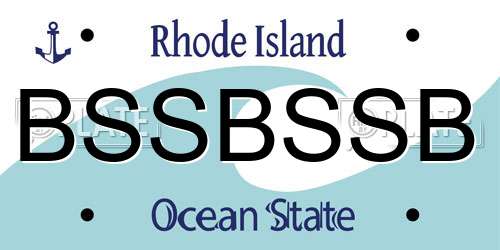 BSSBSSB Rhode Island License Plate