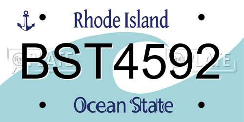 BST4592 Rhode Island License Plate