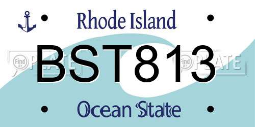 BST813 Rhode Island License Plate