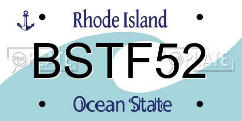 BSTF52 Rhode Island License Plate