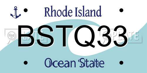 BSTQ33 Rhode Island License Plate