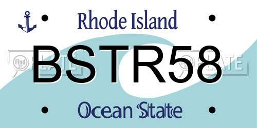 BSTR58 Rhode Island License Plate