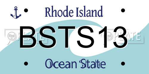 BSTS13 Rhode Island License Plate