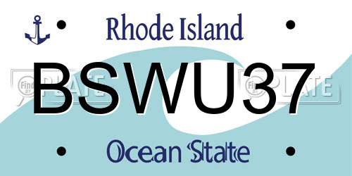 BSWU37 Rhode Island License Plate