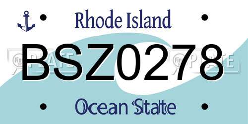 BSZ0278 Rhode Island License Plate