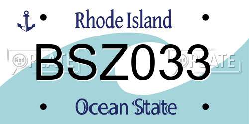 BSZ033 Rhode Island License Plate