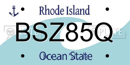 BSZ85Q Rhode Island License Plate