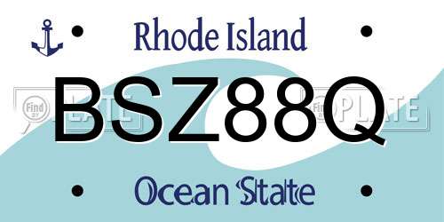 BSZ88Q Rhode Island License Plate