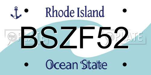 BSZF52 Rhode Island License Plate
