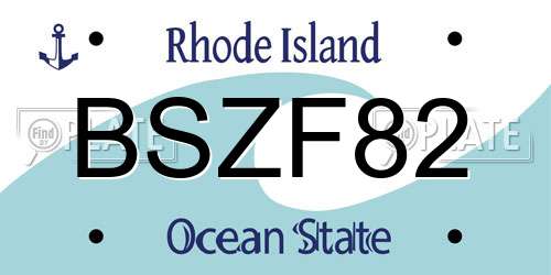 BSZF82 Rhode Island License Plate