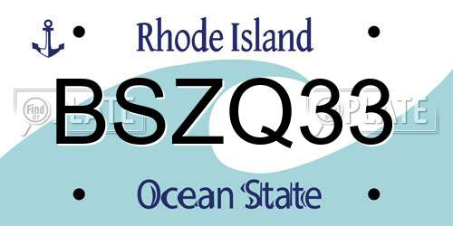 BSZQ33 Rhode Island License Plate