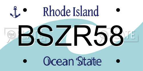 BSZR58 Rhode Island License Plate