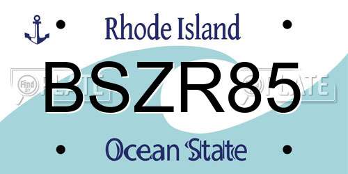 BSZR85 Rhode Island License Plate