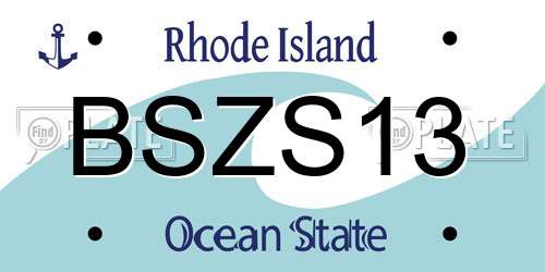 BSZS13 Rhode Island License Plate