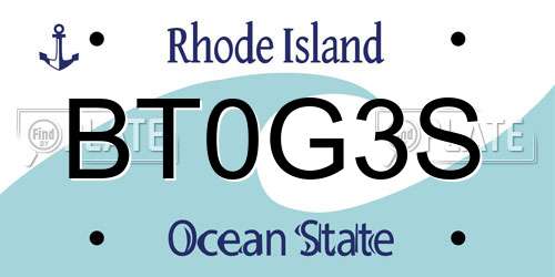 BT0G3S Rhode Island License Plate