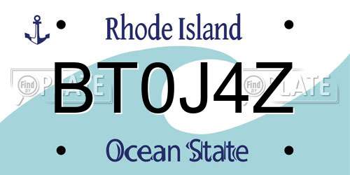 BT0J4Z Rhode Island License Plate