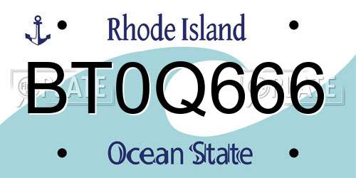 BT0Q666 Rhode Island License Plate