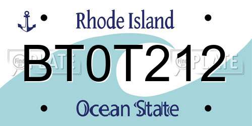 BT0T212 Rhode Island License Plate
