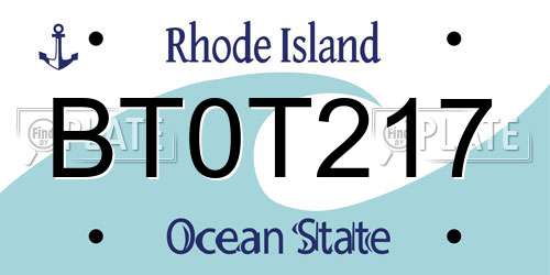 BT0T217 Rhode Island License Plate