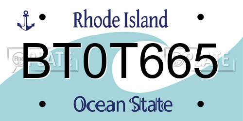 BT0T665 Rhode Island License Plate