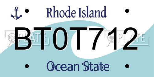 BT0T712 Rhode Island License Plate