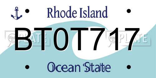 BT0T717 Rhode Island License Plate