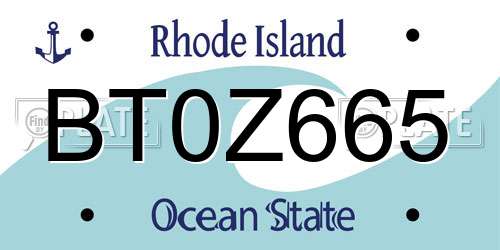 BT0Z665 Rhode Island License Plate