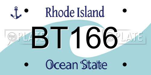 BT166 Rhode Island License Plate