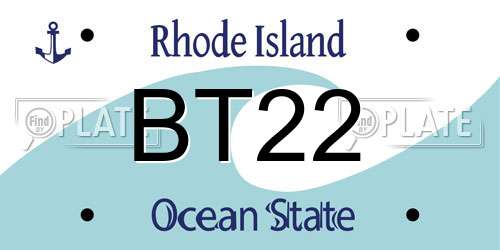 BT22 Rhode Island License Plate