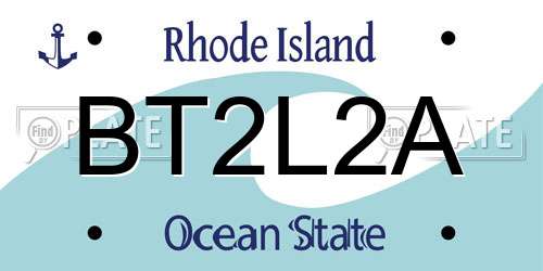 BT2L2A Rhode Island License Plate