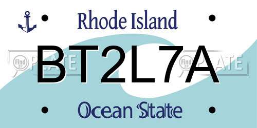 BT2L7A Rhode Island License Plate