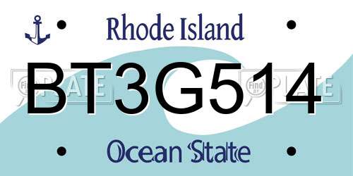 BT3G514 Rhode Island License Plate