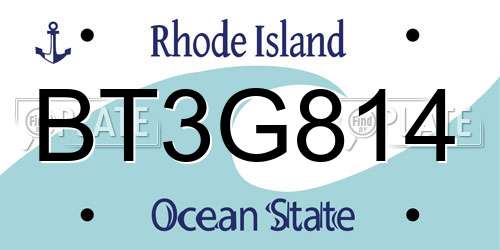 BT3G814 Rhode Island License Plate