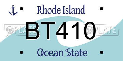 BT410 Rhode Island License Plate