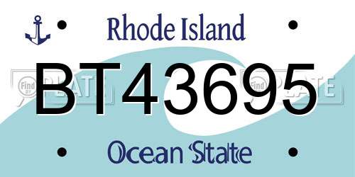 BT43695 Rhode Island License Plate