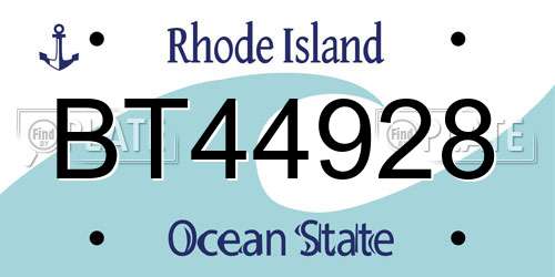 BT44928 Rhode Island License Plate